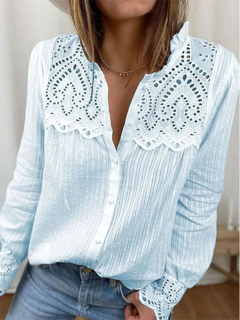 Lace O-neck Loose Blouse
