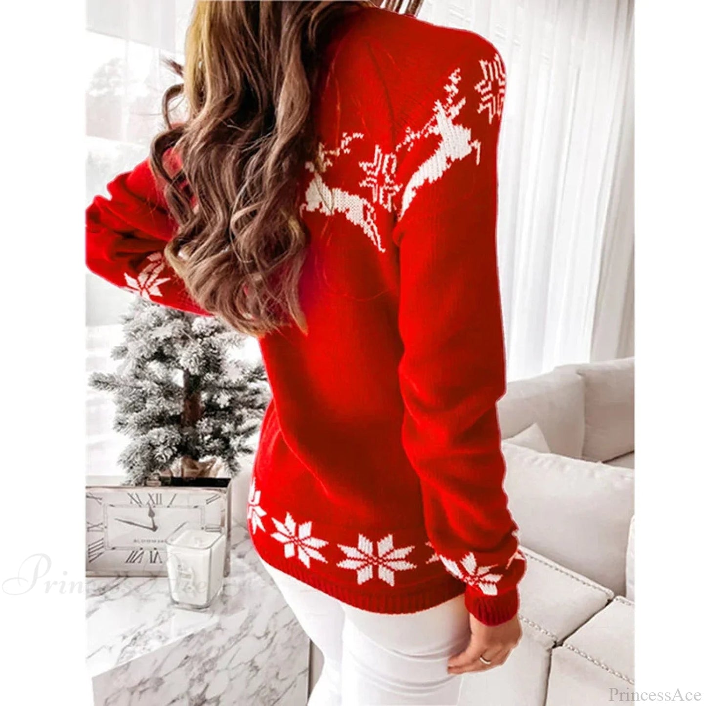 Long Sleeve O-neck Pullover Deer Knitted Christmas Sweater