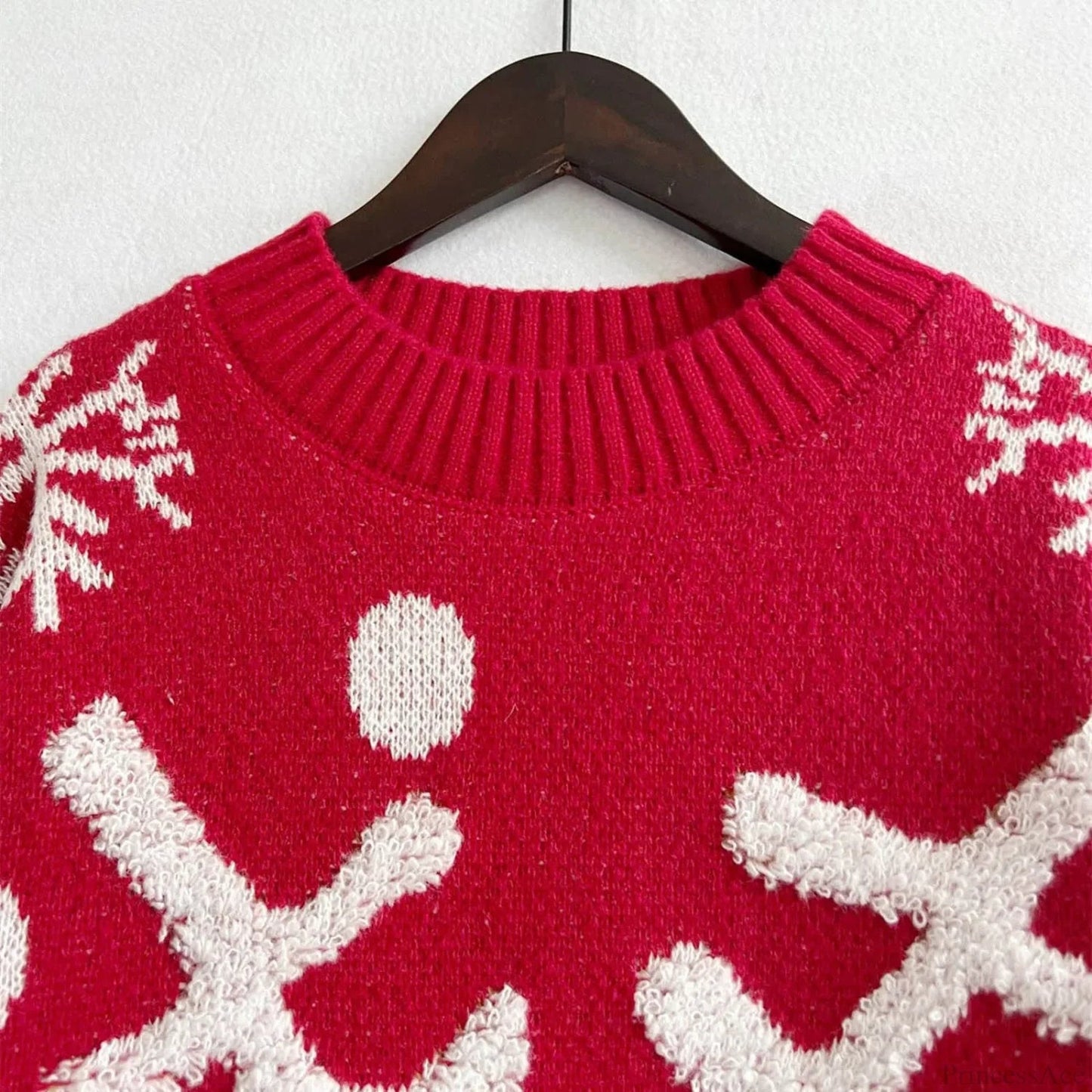 Loose Neck Love Heart Pattern Pink Christmas Sweater