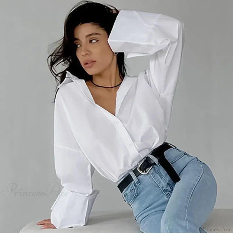 Loose White Shirt Autumn Blouse