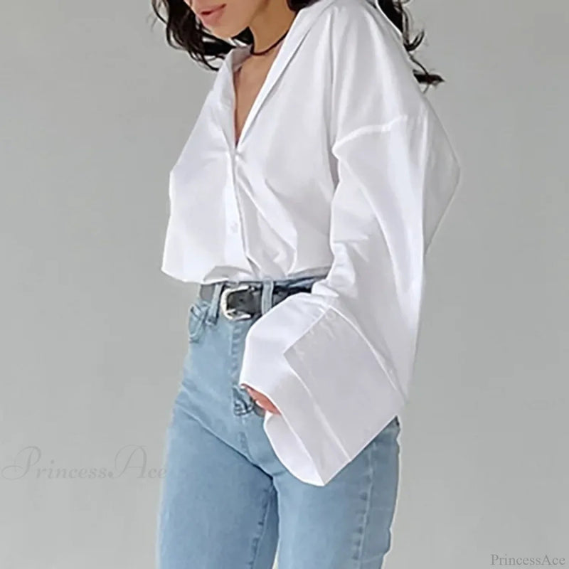 Loose White Shirt Autumn Blouse