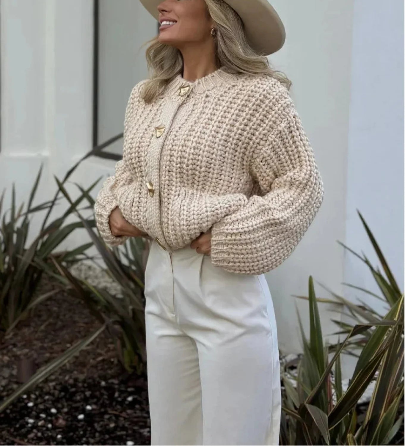 O-neck Long Sleeve Pocket Cardigan