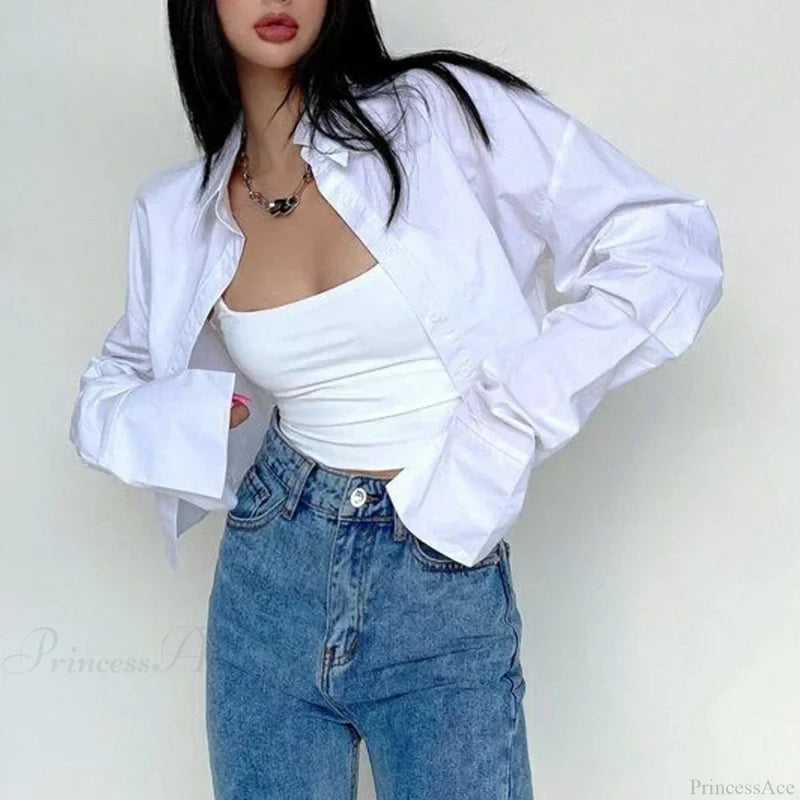 Single Breasted Turn Down Collar Short Sleeve Blouse