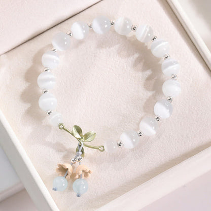 Cat's Eye Green Aventurine Peace Charm Bracelet 8mm