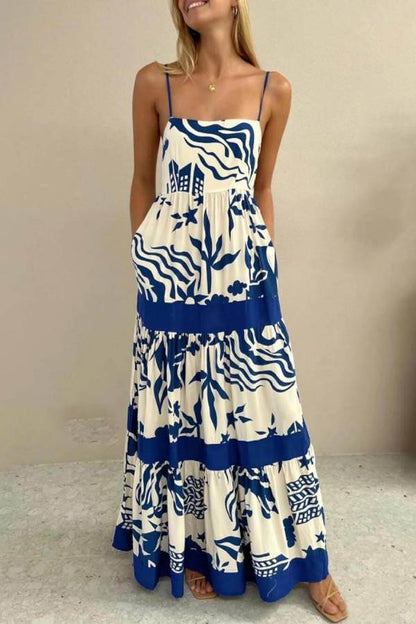 Ruffled With Print Maxi Dress