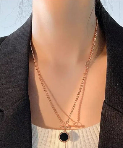 Gold Copper Graphic Chain Linked Tassel Lariat Necklace