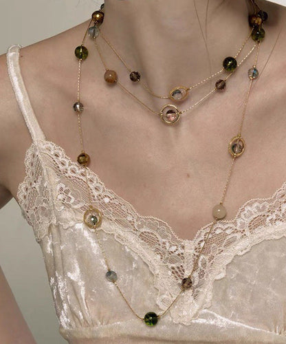 Unique Gold Metal Alloy Pearl Gypsophila Gratuated Bead Necklace