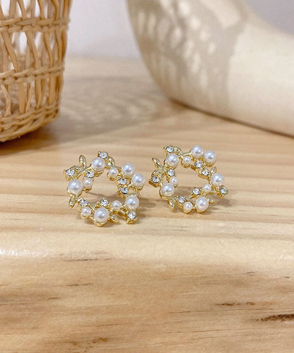 Gold Sterling Silver Overgild Pearl Hoop Earrings