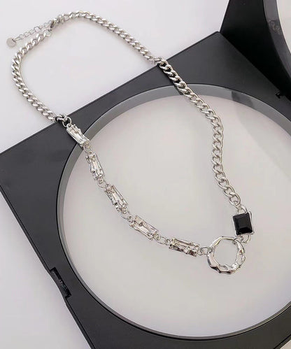 Boutique Silk Stainless Steel Asymmetrical Hollow Out Lariat Necklace