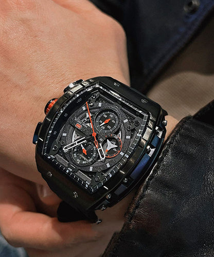 New Black Silicone Rubber Alloy Reinforced Glass Watches