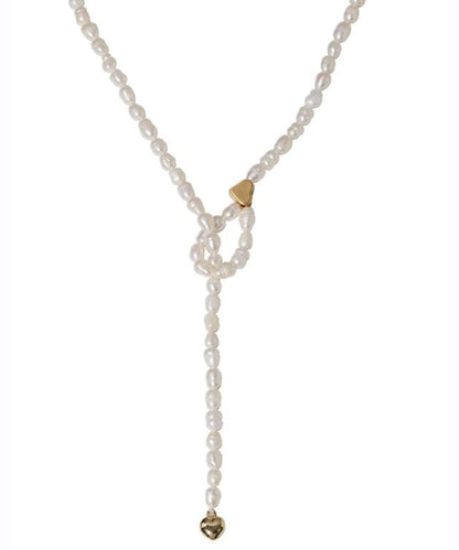 Handmade White Alloy Pearl Beading Gratuated Bead Necklace
