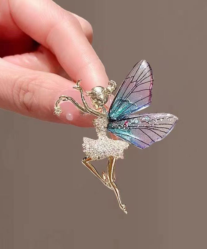 Diy Green Alloy Zircon Belle Butterfly Brooches