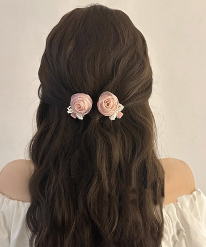Pink Chiffon Rose Bow Hairpin