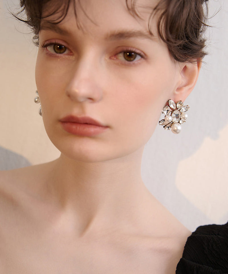 French White Zircon Fine Pearl Drop Earrings