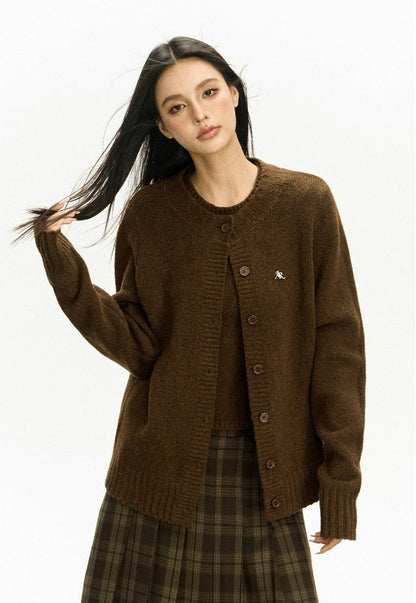 Ribbed Trim Button-up Cardigan