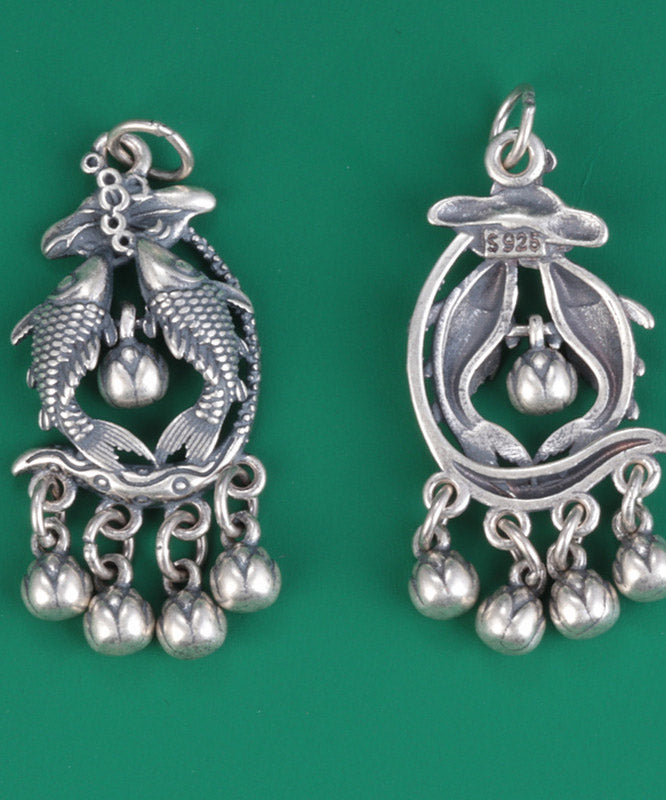 Diy Silk Sterling Silver Pisces Tassel Drop Earrings