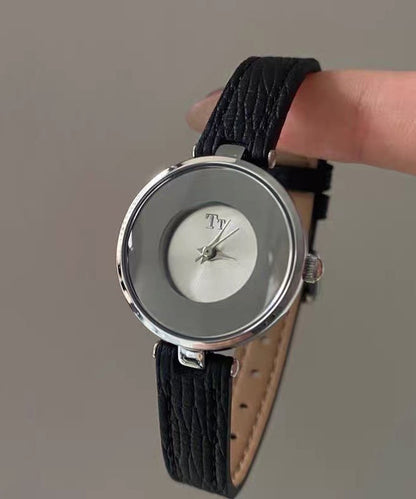 Brown Leather Alloy Hardlex Crystal Watches