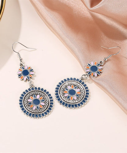 Retro Silk Sterling Silver Alloy Cloisonne Drop Earrings