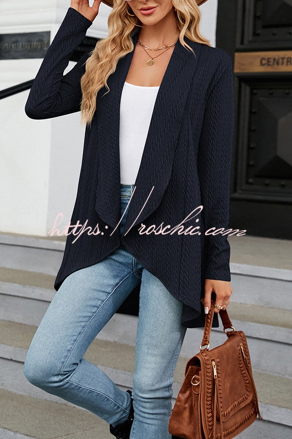 Long Sleeve Color Ruffle Loose Cardigan