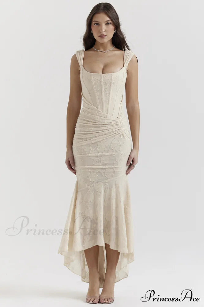 Cesca Retro Cream Charming White Maxi Dress
