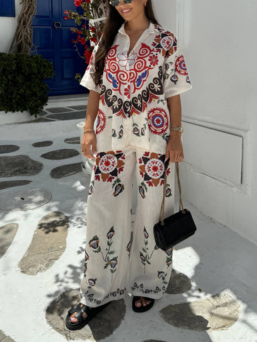 Unique and Exquisite Print Button-down Oversized Blouses