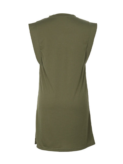 A-line Loose Color Split-joint Round-neck Mini Dresses