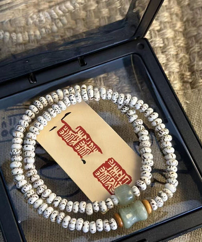White Jade Bodhi Seed Double Circle Bracelet