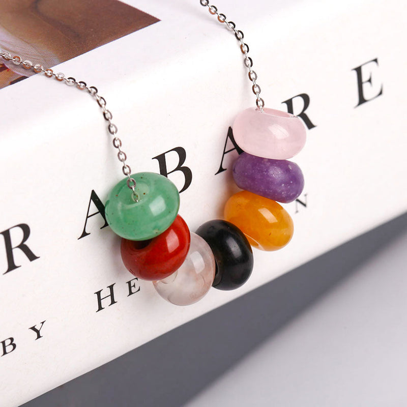 Chakra Crystal Necklace With Donut Beads | Spiritual Healing