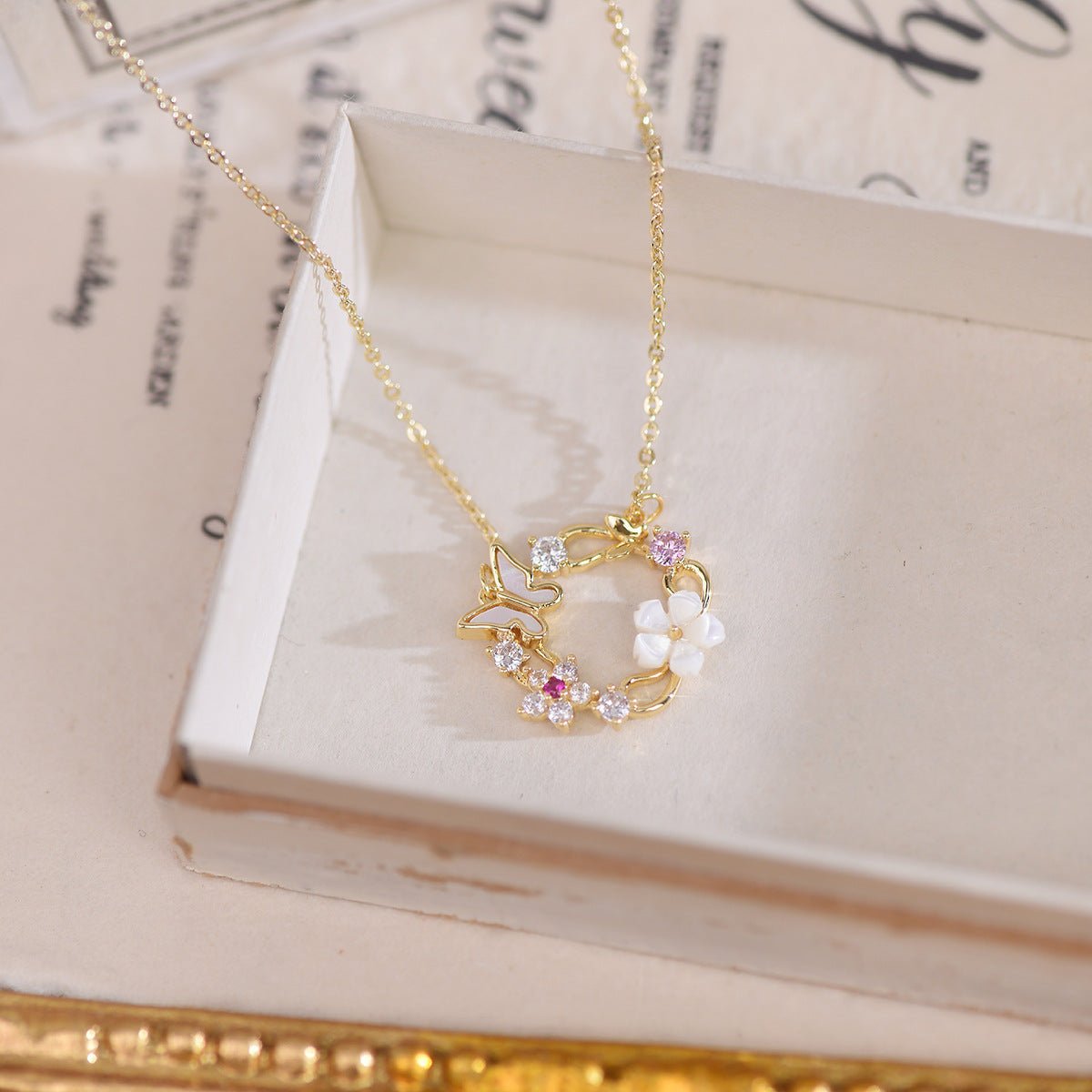 Cherry Blossom Butterfly Set (earrings/necklace)