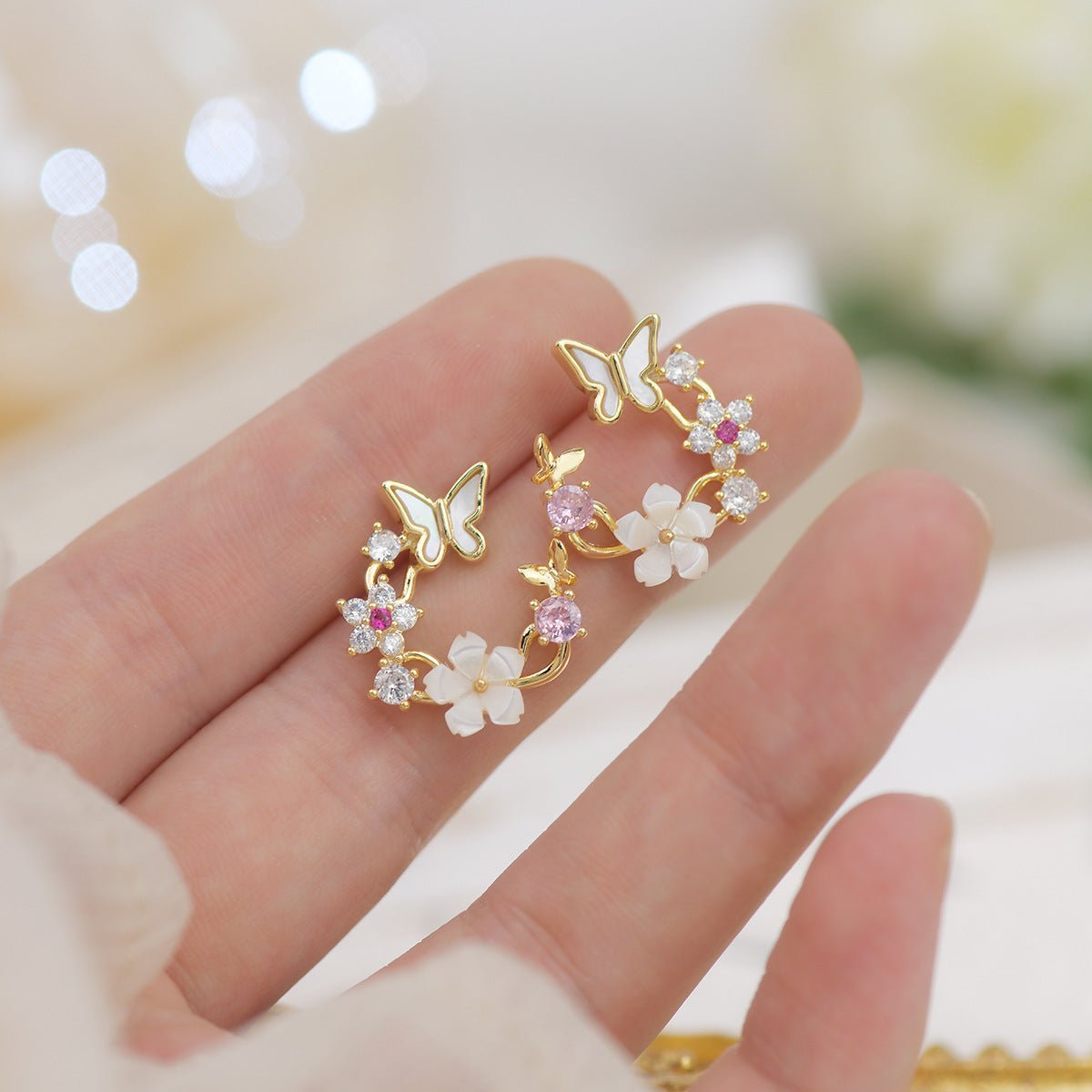 Cherry Blossom Butterfly Set (earrings/necklace)