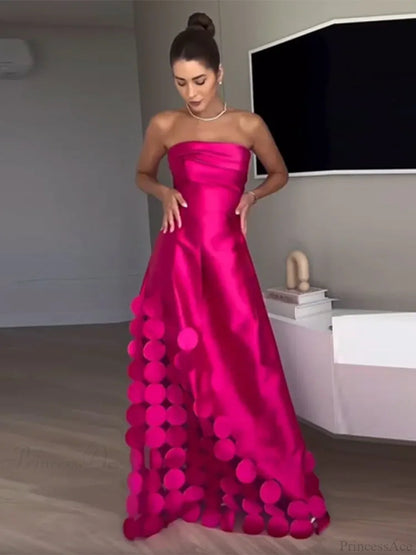 Rose Red Sleeveless Satin Maxi Dress Backless Pleated Party Dress