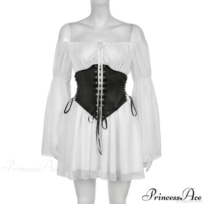 Chiffon Detachable Corset Charming Puff Sleeve Mini Dresses