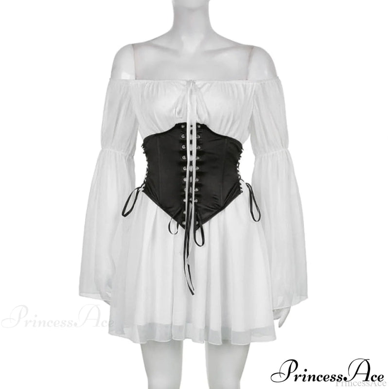 Chiffon Detachable Corset Charming Puff Sleeve Mini Dresses
