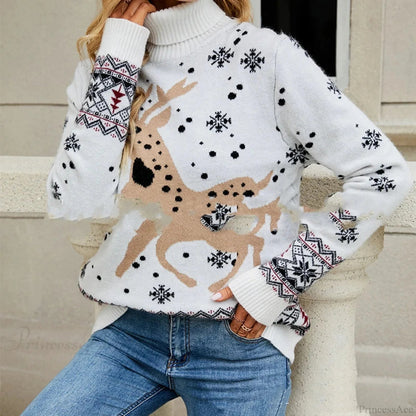 Christmas Deer Warm Knitted Long Sleeve Ugly Blouse Christmas Sweater