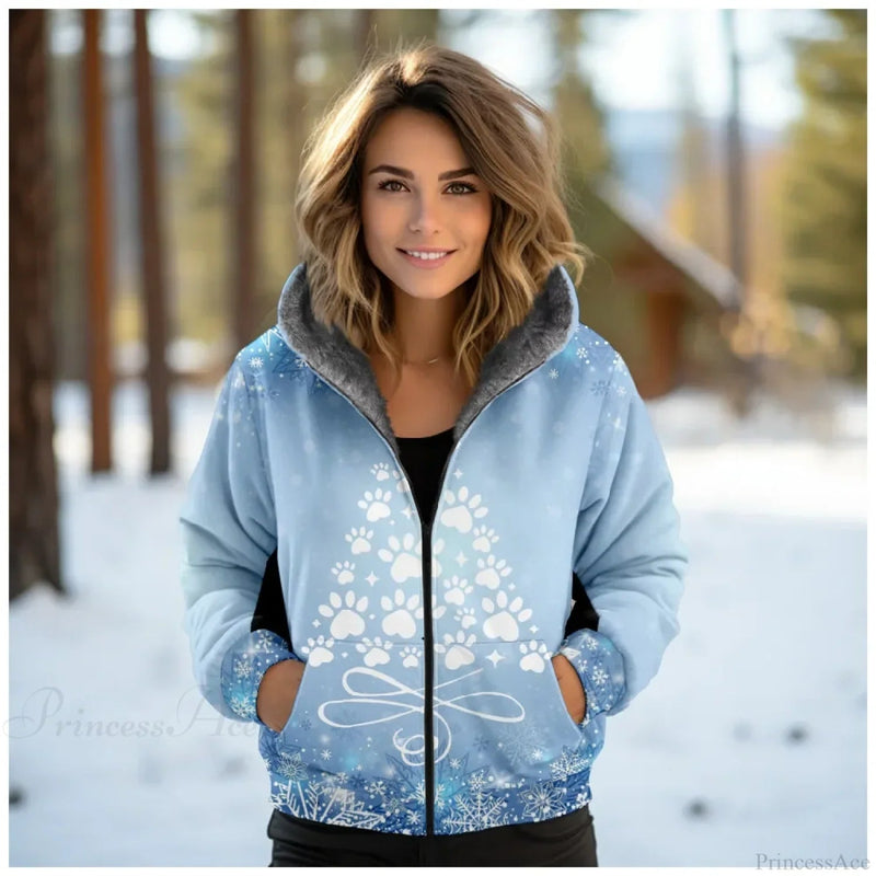Christmas Fleece Deer Print Coat