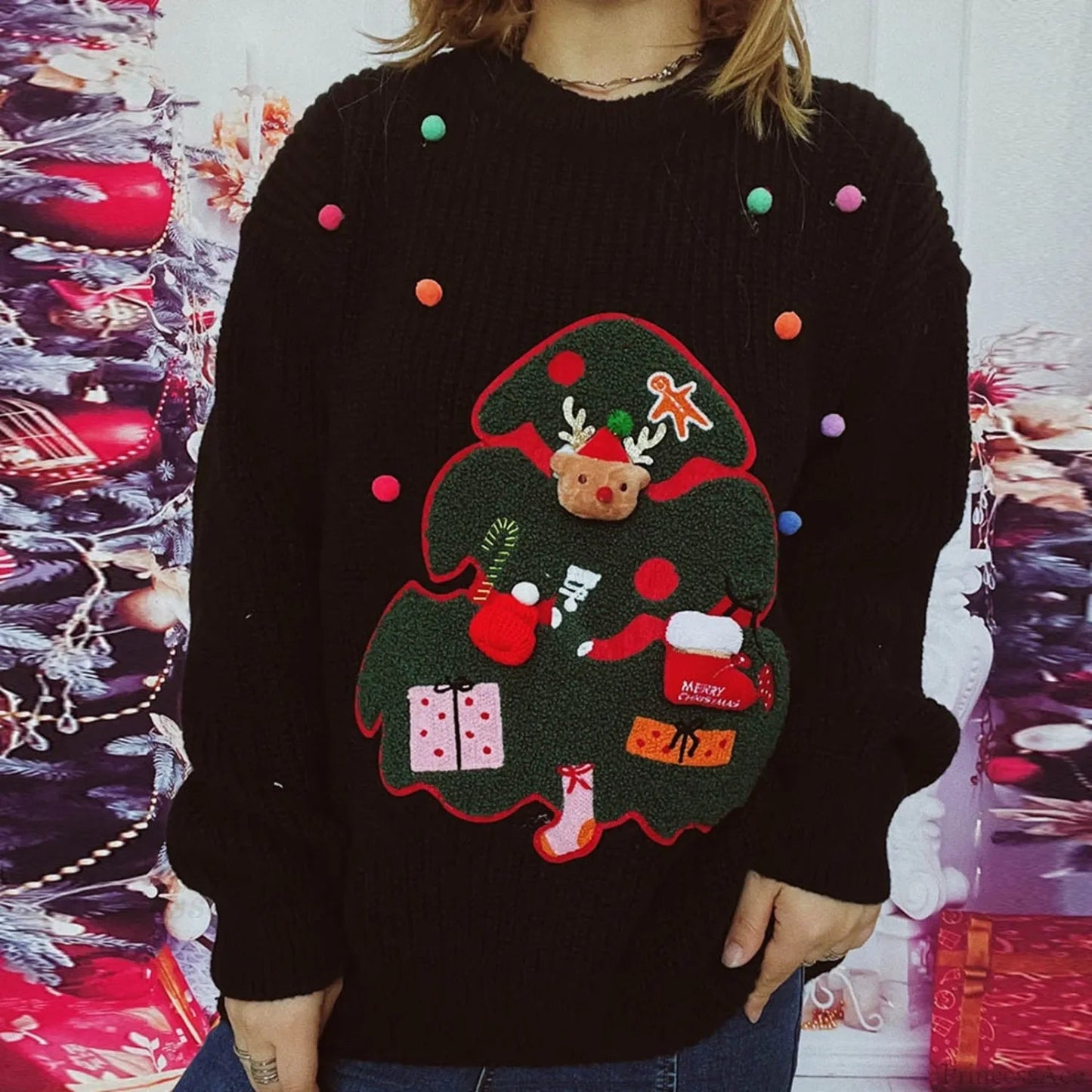 Christmas Handmade Decoration Tree Closet Staples Work Pullover Christmas Sweater