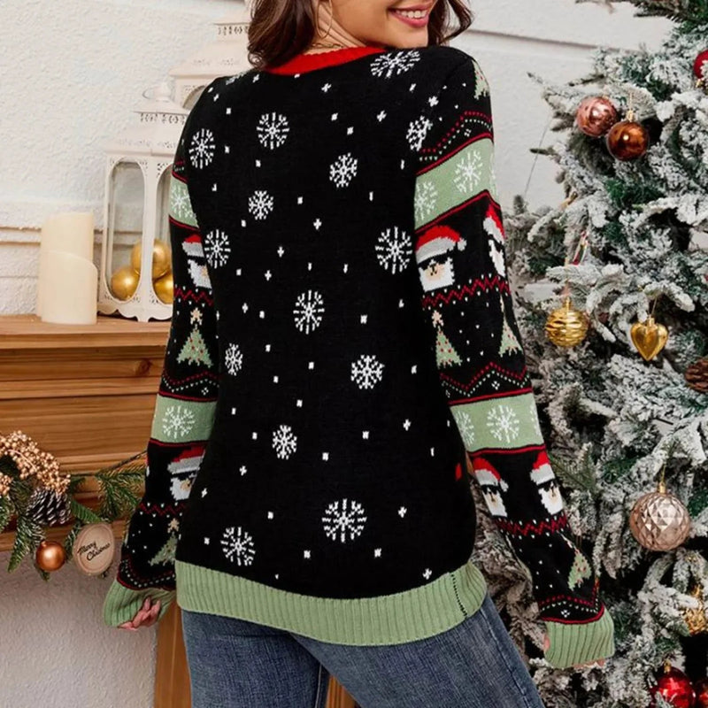 Christmas Jacquard Knitted Pullover With Led Lights - Sweater