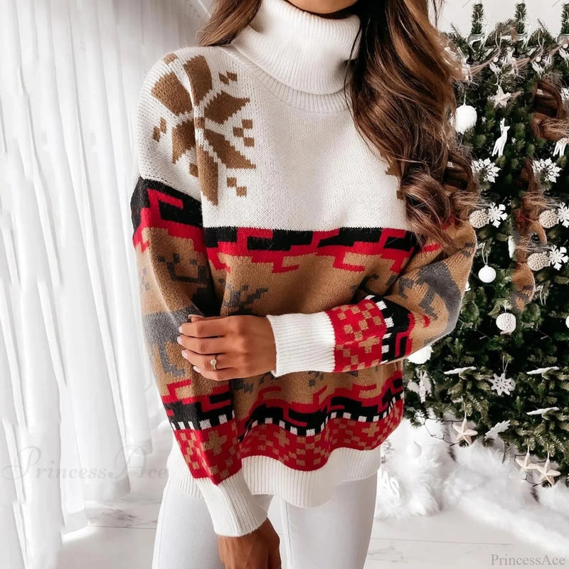 Christmas Print Knitted Long Sleeve Ugly Sweater