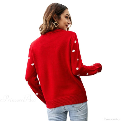 Christmas Red Long Sleeve Autumn Winter Sequined Knitted Christmas Sweater