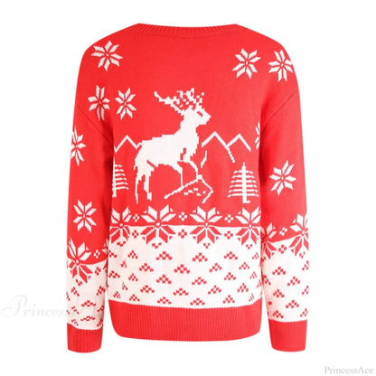 Christmas Snowflake Printed Long Sleeve O Neck Jumper Christmas Sweater
