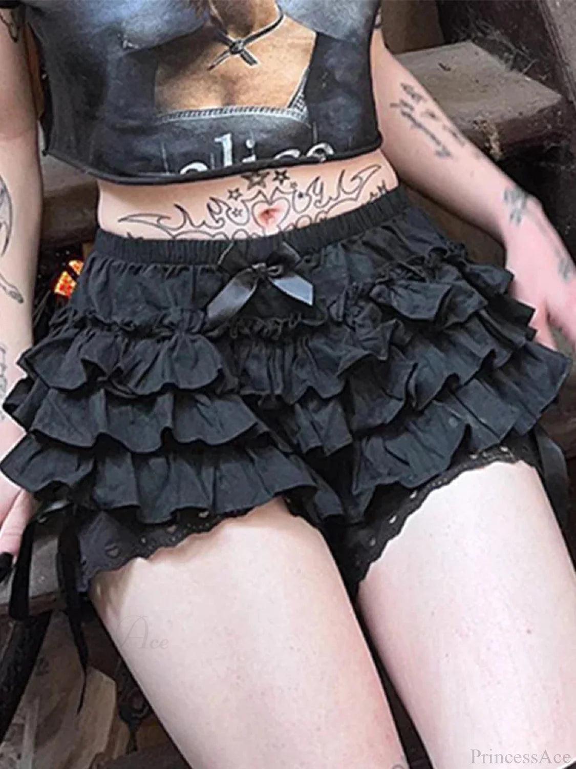 Chuckle Lace Bow Patchwork Skirt