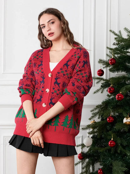 Classic Long Sleeve Button-up Warm Cardigans Christmas Sweater