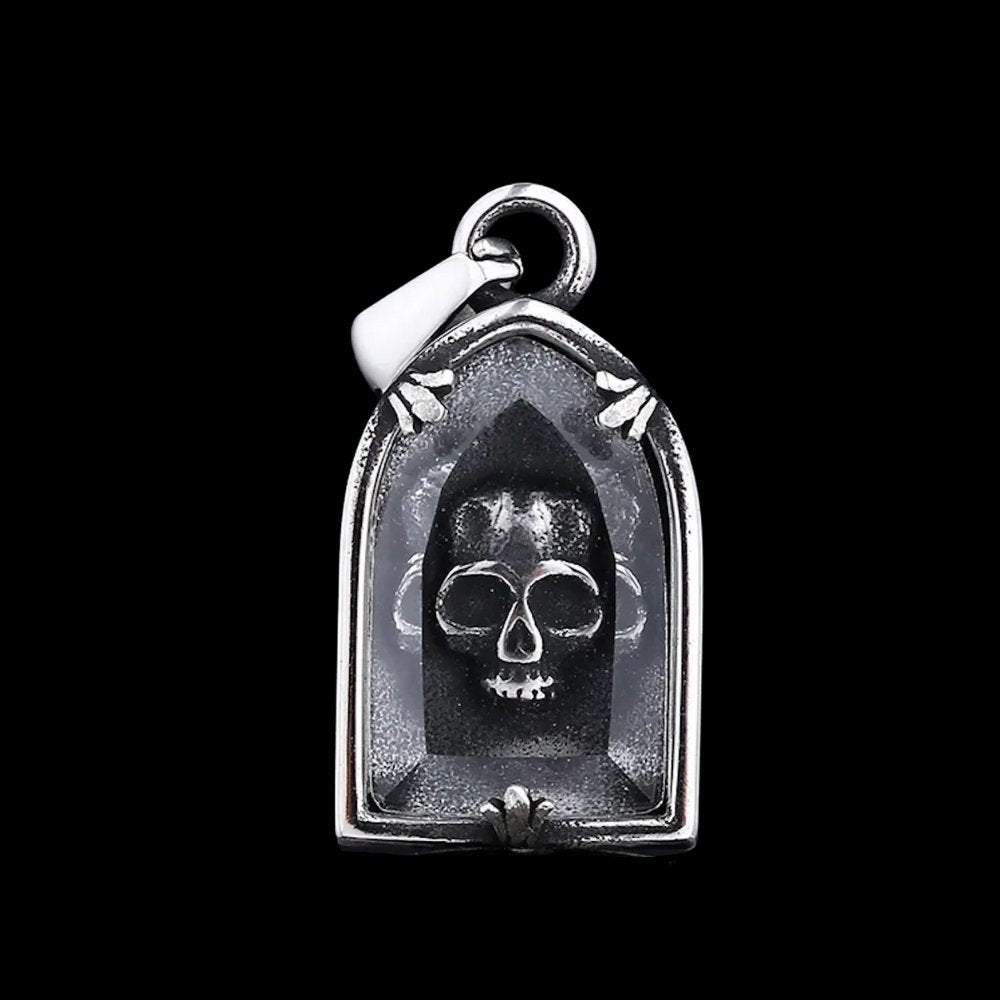 Clear Casket Skull Pendant