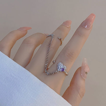 [] Amethyst Butterfly Ring Set