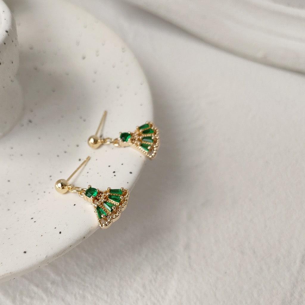 [] Emerald Baroque Earrings - Fiona