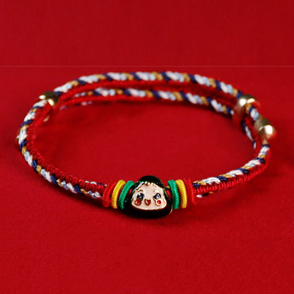 Colorful Rope Fu Character Luck Handmade Bracelet
