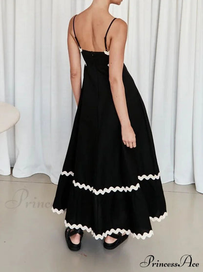 Contast Trim Graceful Cami Long Dress