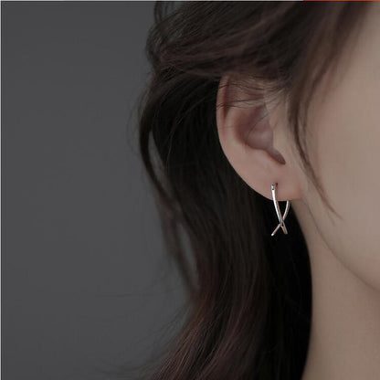 Copper Geometric Cross Luck Spiritual Hoop Earrings