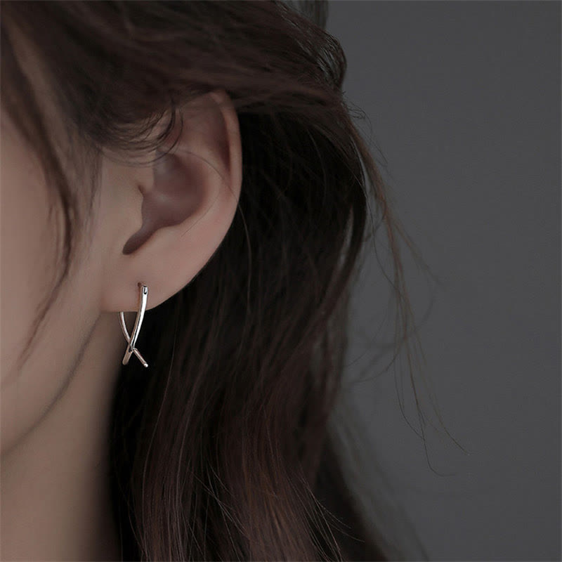 Copper Geometric Cross Luck Spiritual Hoop Earrings