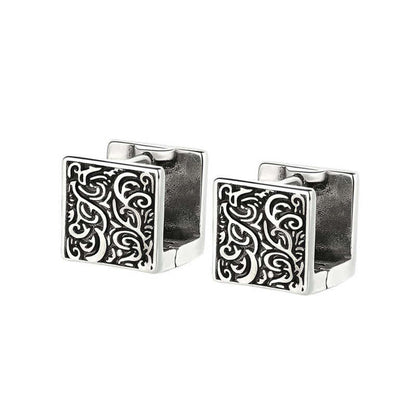 Copper Grass Pattern Square Stud Earrings for Healing Balance